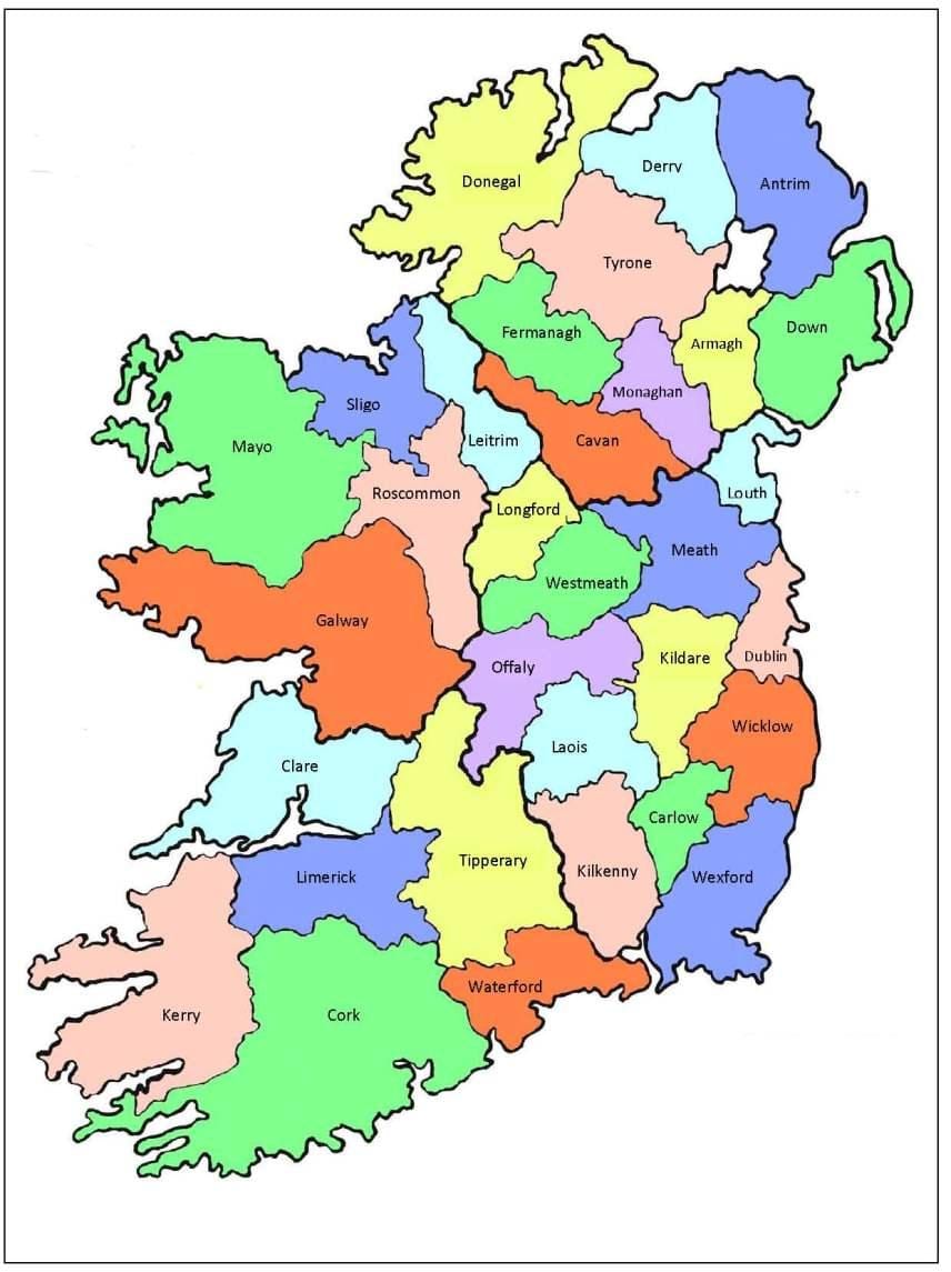 harta irlanda 32 de județe