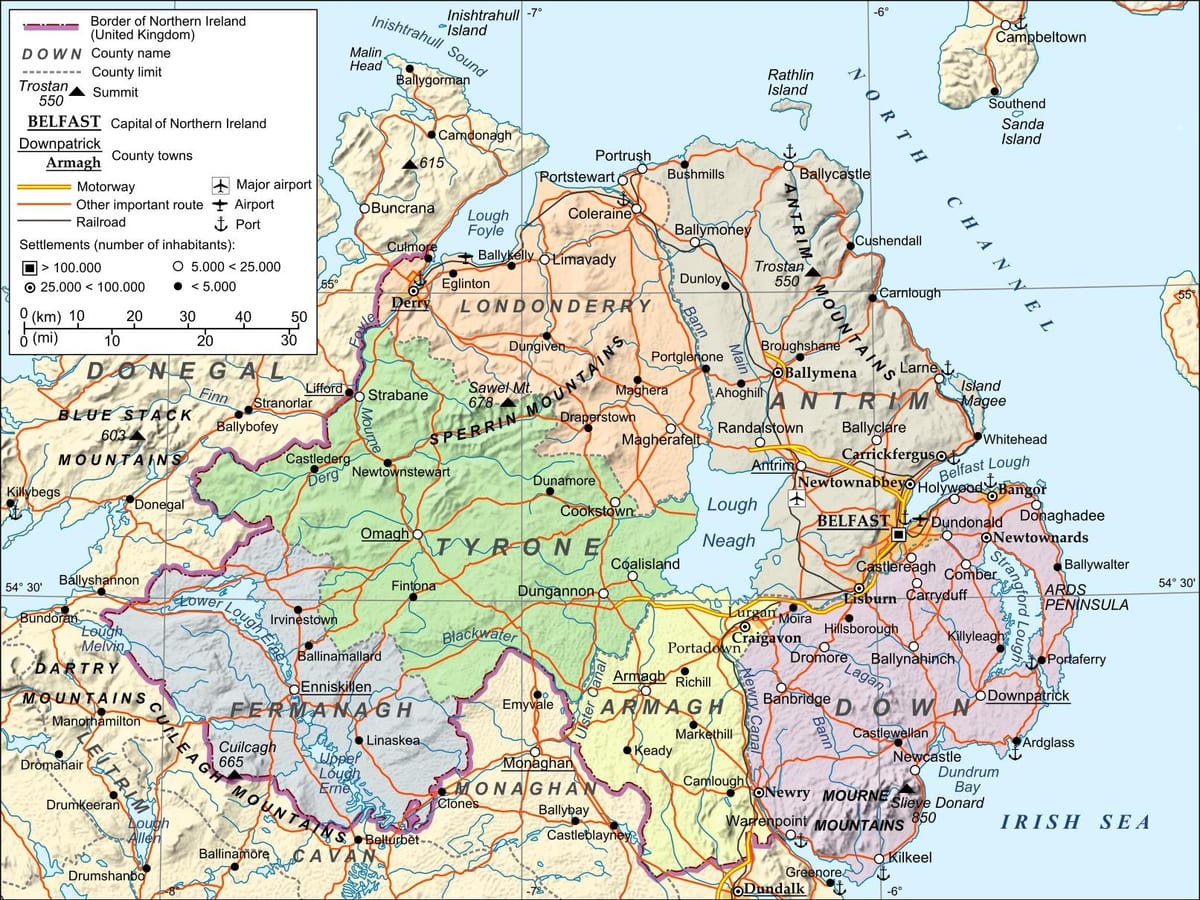 harta aeroporturilor din irlanda de nord