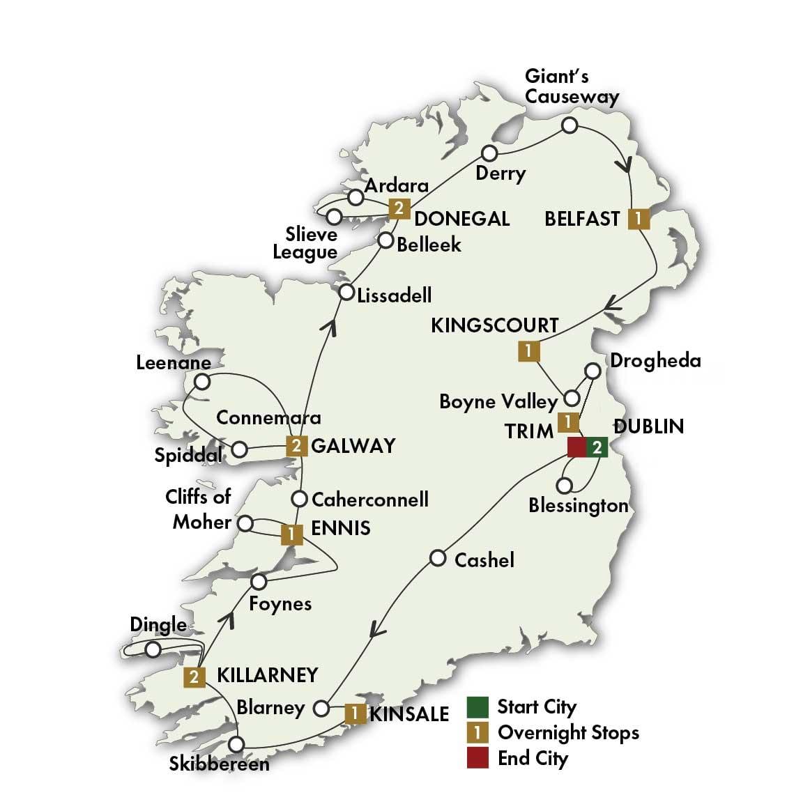 harta de cel mai bun parcurs din irlanda