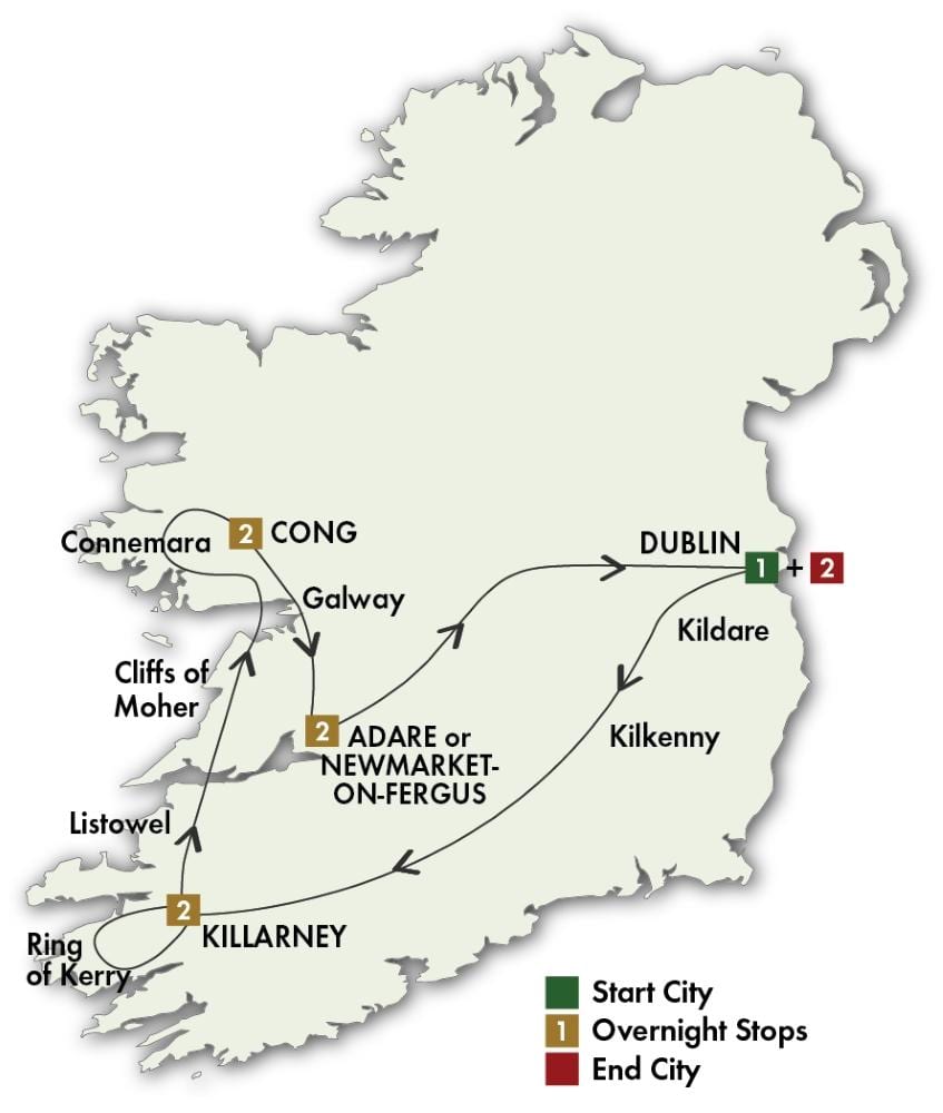 irlanda tur de conducere hartă