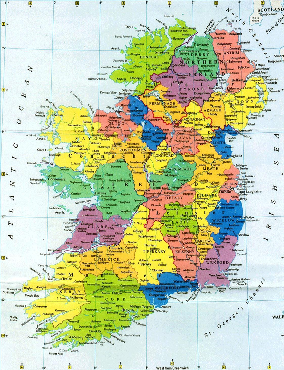 mare hartă de perete din irlanda