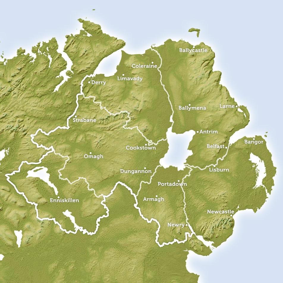 harta regionale harta irlandei de nord