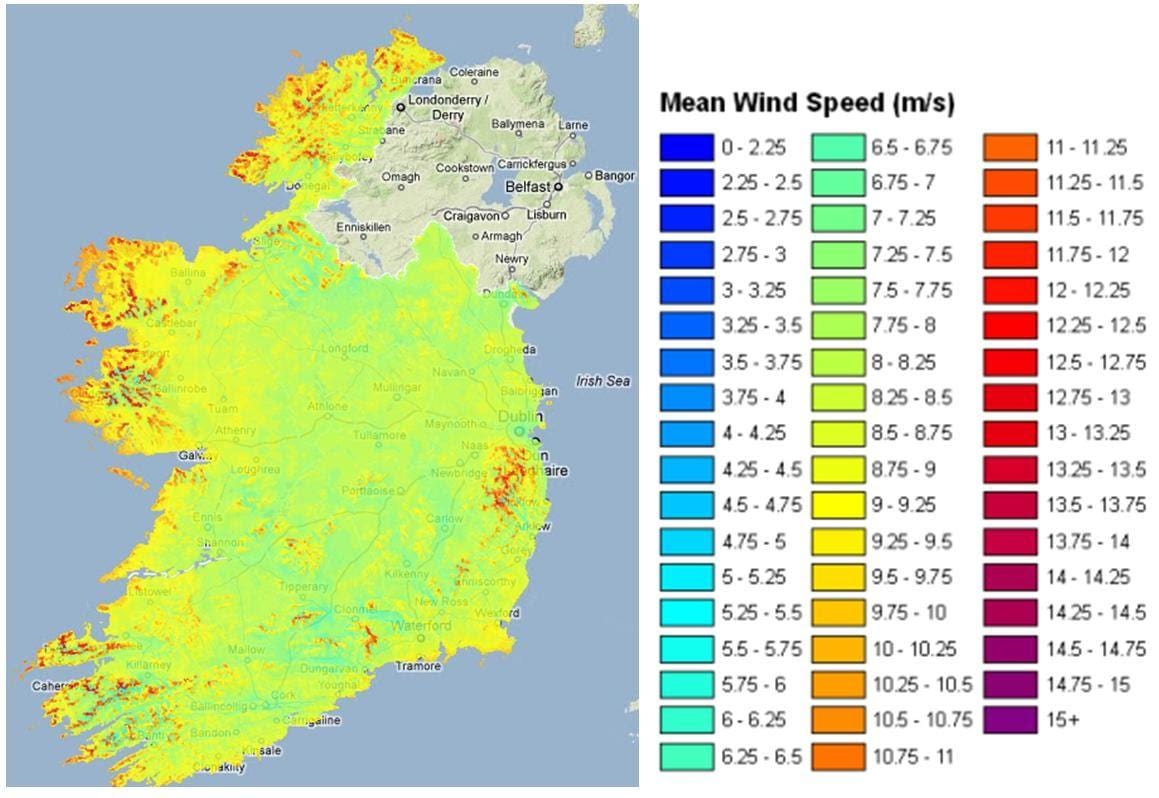 viteza vântului harta irlanda