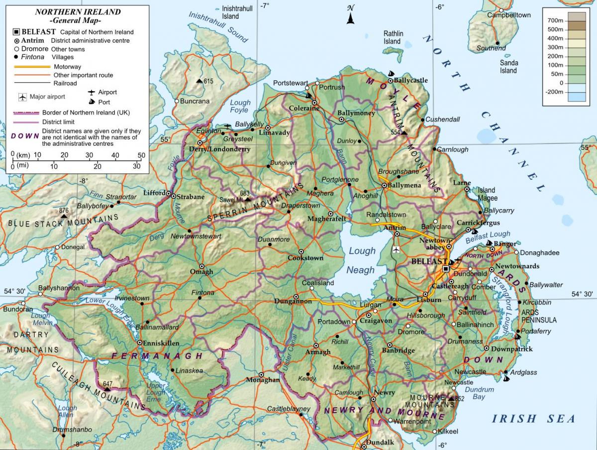 o hartă din irlanda de nord