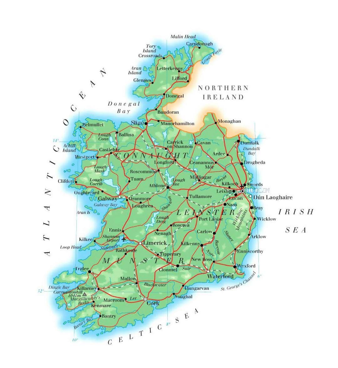 harta irlanda altitudine