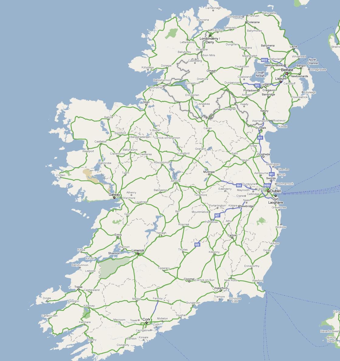 harta irlanda autostrada