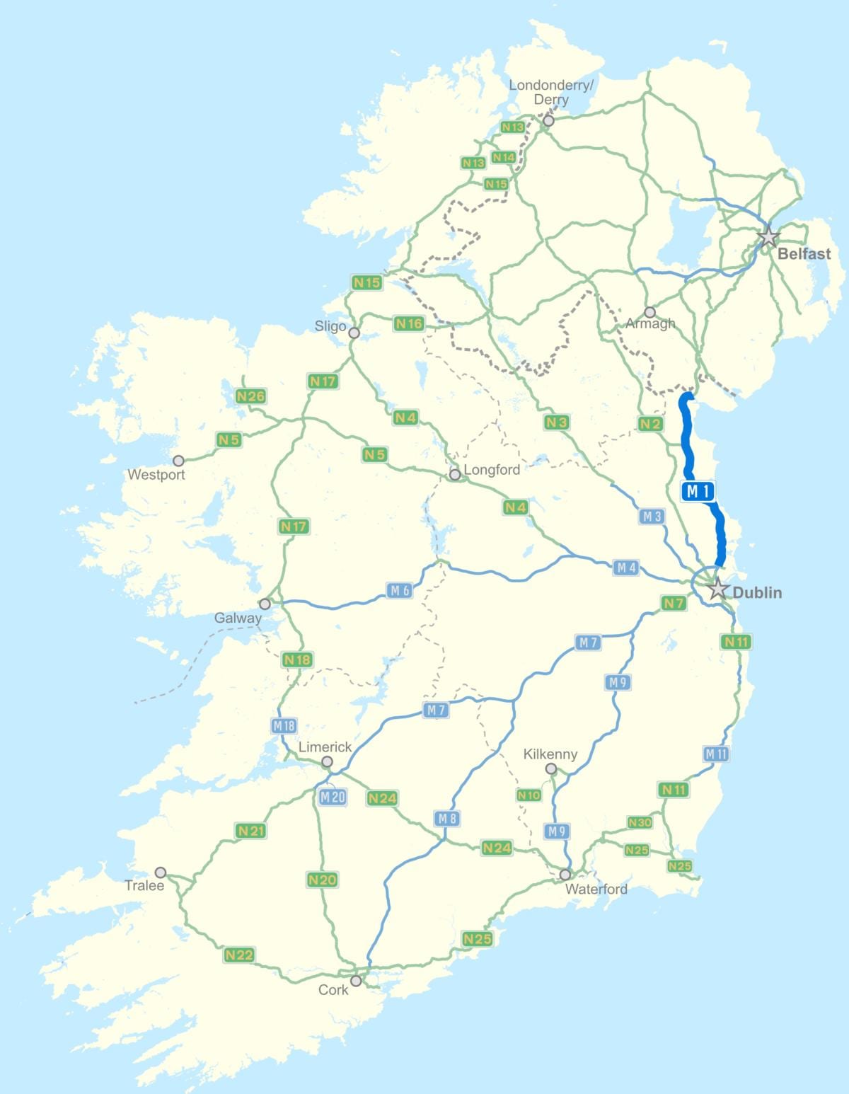 harta irlanda autostrada