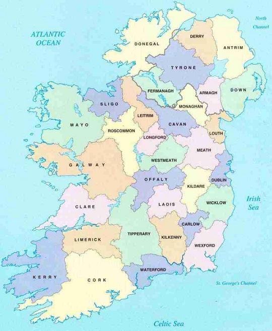 harta irlanda b&b