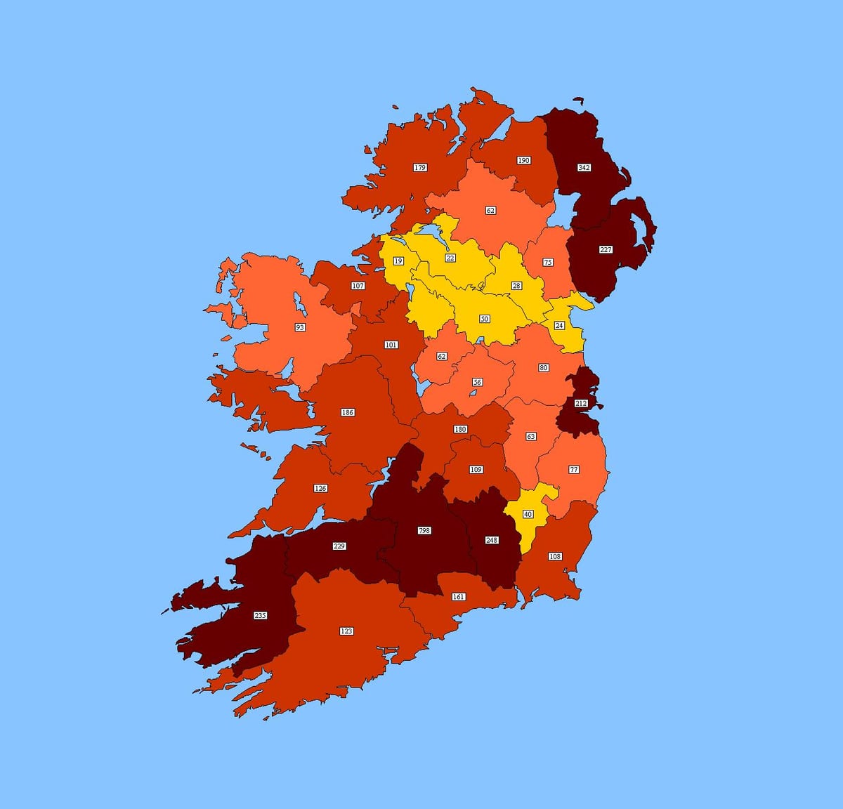 harta irlanda cod poștal