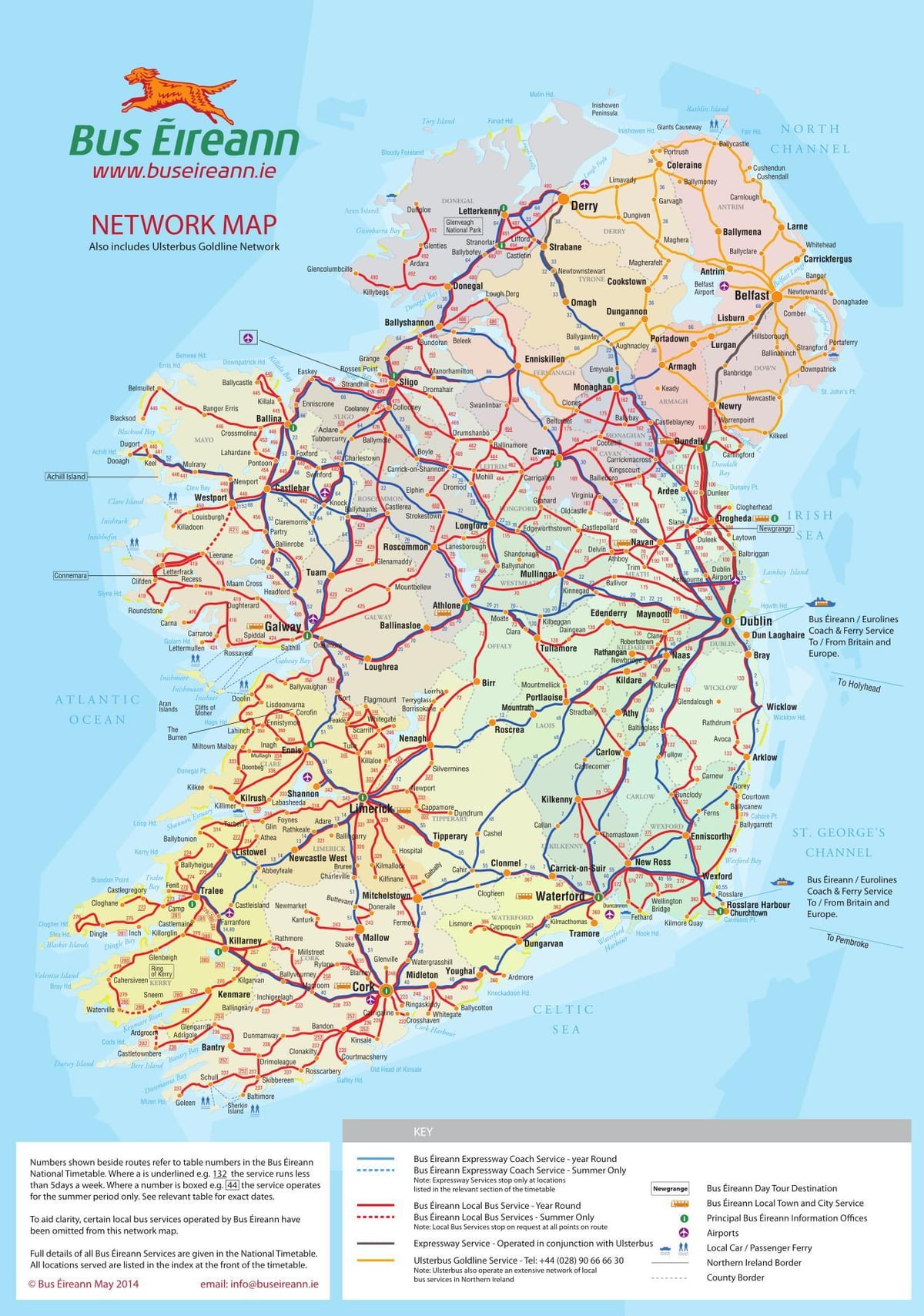 irlanda rute de autobuz hartă