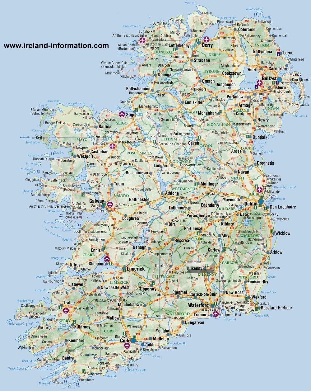 irlanda de călătorie hartă