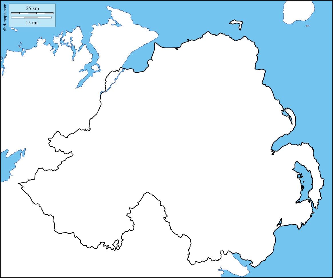 hartă goală din irlanda de nord