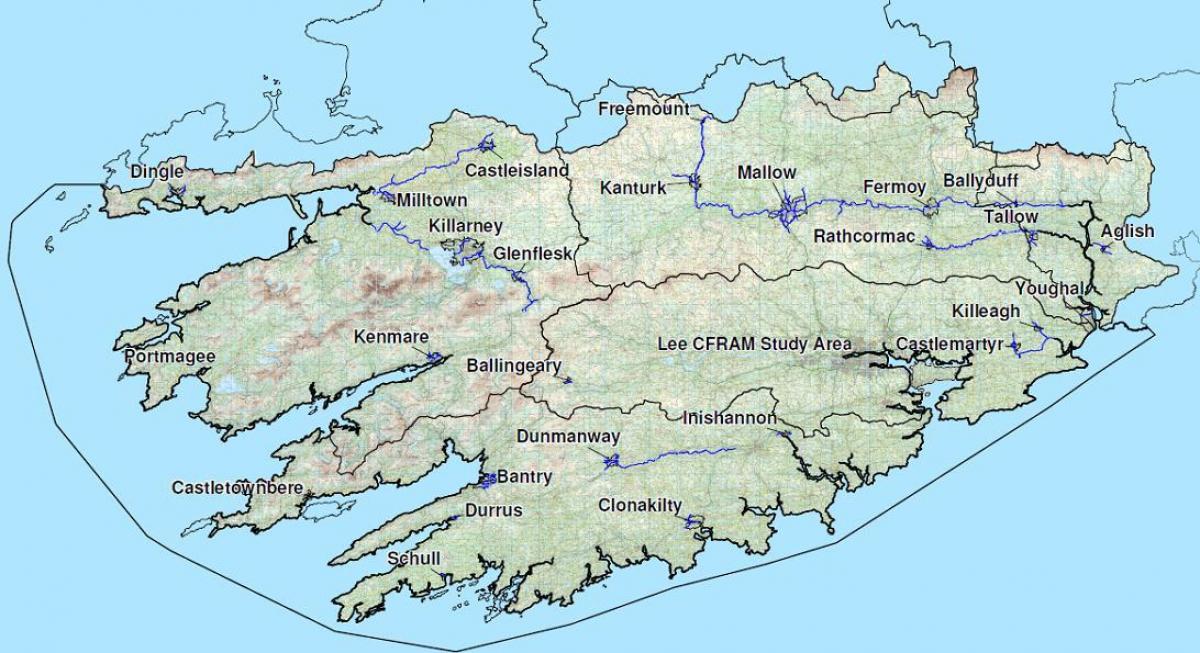 hartă detaliată de vest a irlandei