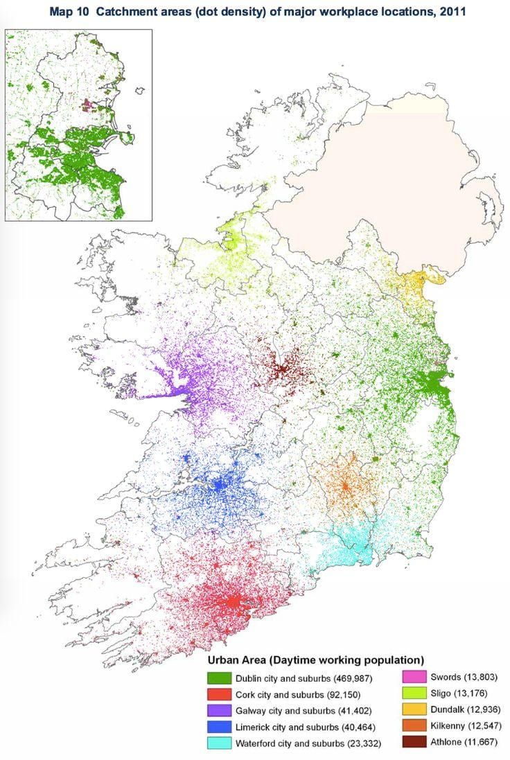 irlanda densitatea populației hartă