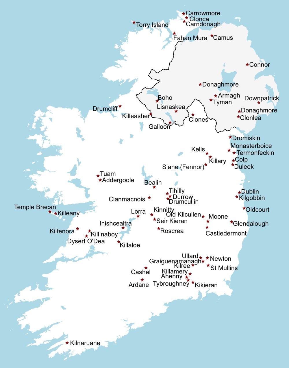 irlanda harta obiectivelor turistice