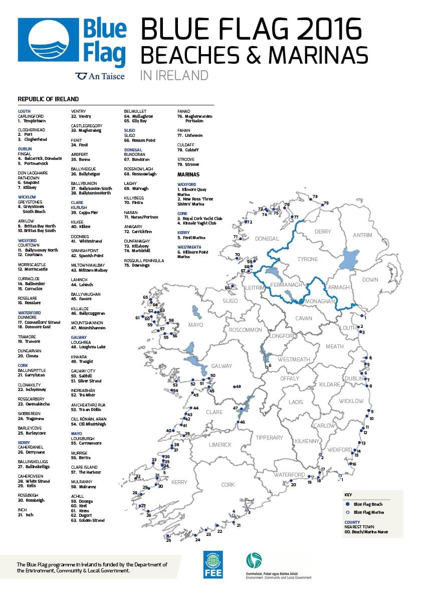 cele mai bune plaje din irlanda hartă