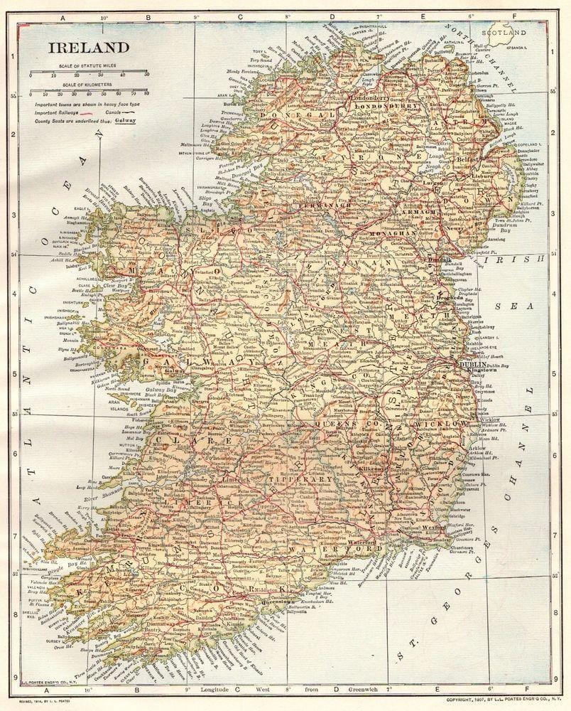 irlanda de epocă hartă
