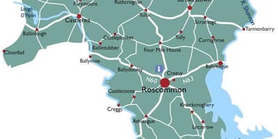 Harta comitatul roscommon, irlanda
