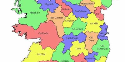 Harta irlanda cu numele județene