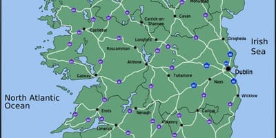 Harta de harta de conducere din irlanda distanta