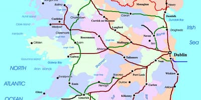 Harta rutelor trenurilor din irlanda