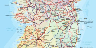 Irlanda rute de autobuz hartă