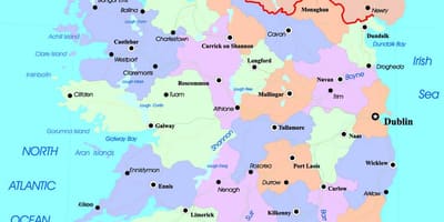 Harta politică a irlandei și irlandei de nord