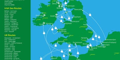 Harta de puncte de trecere cu feribotul în irlanda